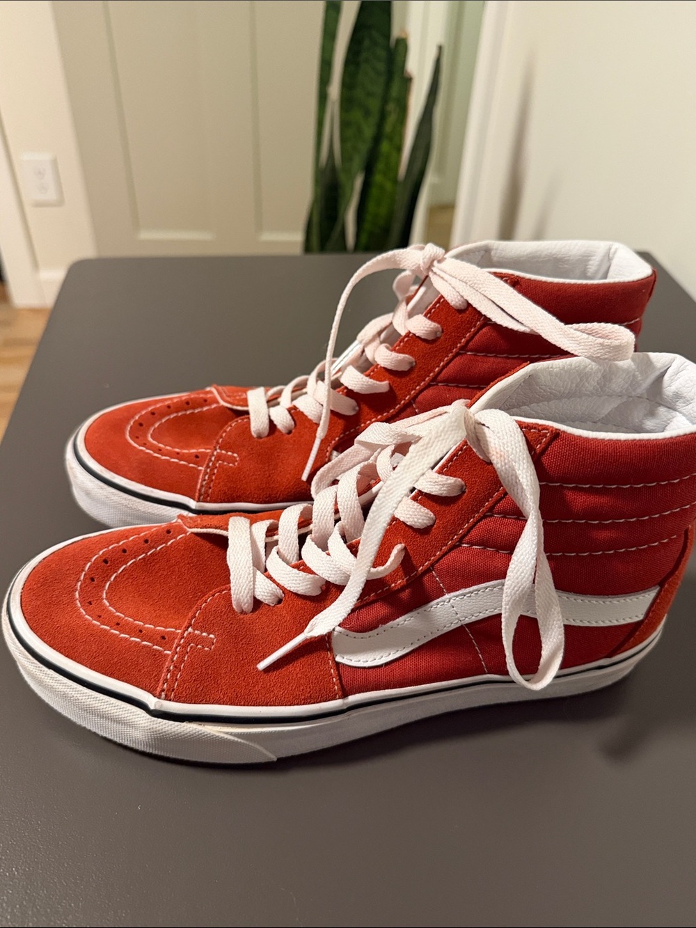 Vans Red High-Top Sneakers with White Stripe Women’s 8.5